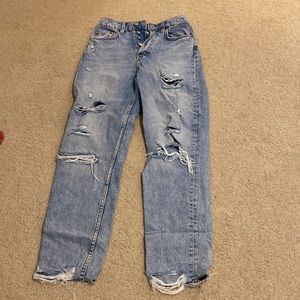 H&M Blue Ripped Mom Jean